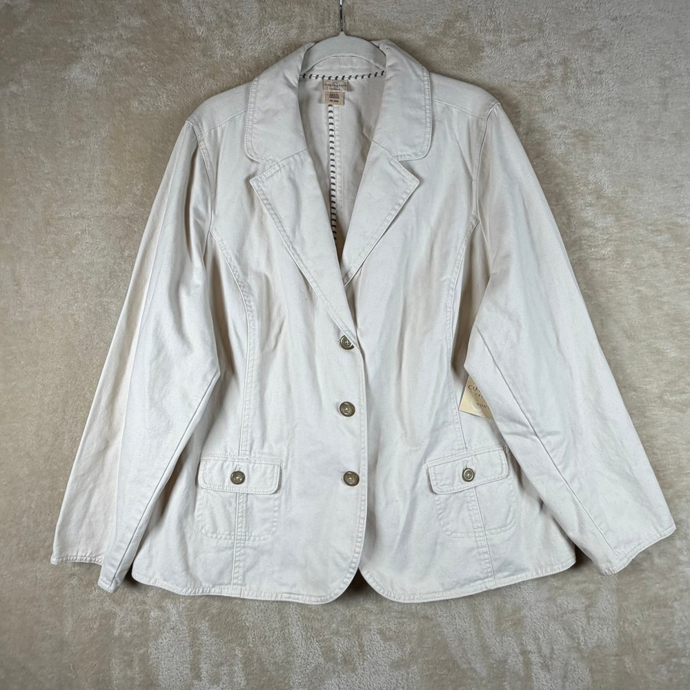 Covington Sport NWT Vintage Woman Sand Shell Cotton Blazer Jacket Size 20-22W